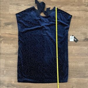 NWT Oleg Cassini Midnight Navy Blue Velvet Shift Dress with Sequins Size 14